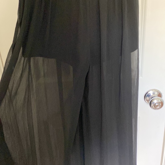 Abercrombie & Fitch Black Sheer Belted Wide Leg Pants - Picture 9 of 12